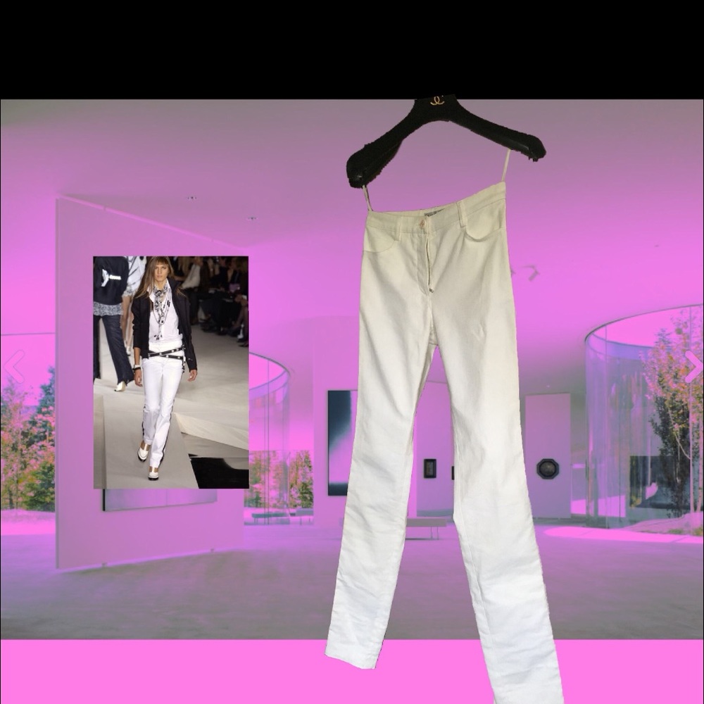 NEW Chanel white jeans/pant 2004C runway 34/XS NWT
